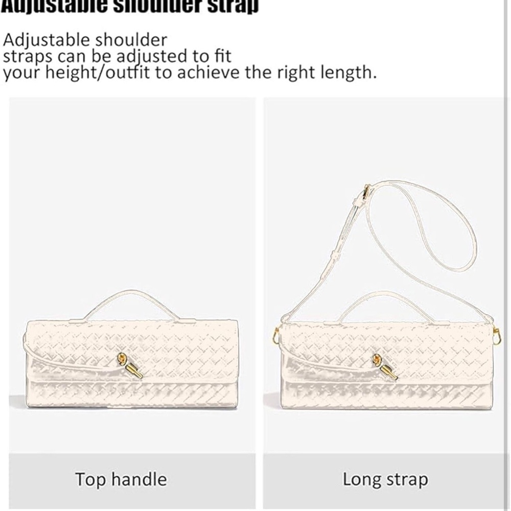Silver Woven Leather Clutch with Gold Turnlock - Picture 5 of 8